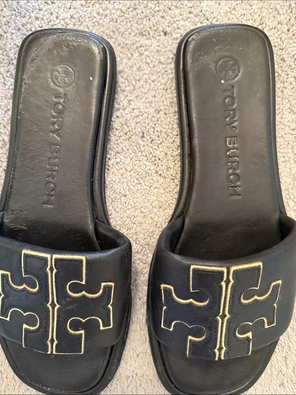 Tory Burch Double T Sport Slide Sandals Size 7.5